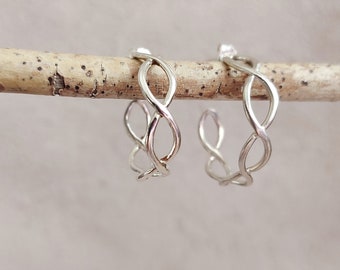 Handmade Sterling Silver Infinity Hoop Earrings, Minimalist Jewelry