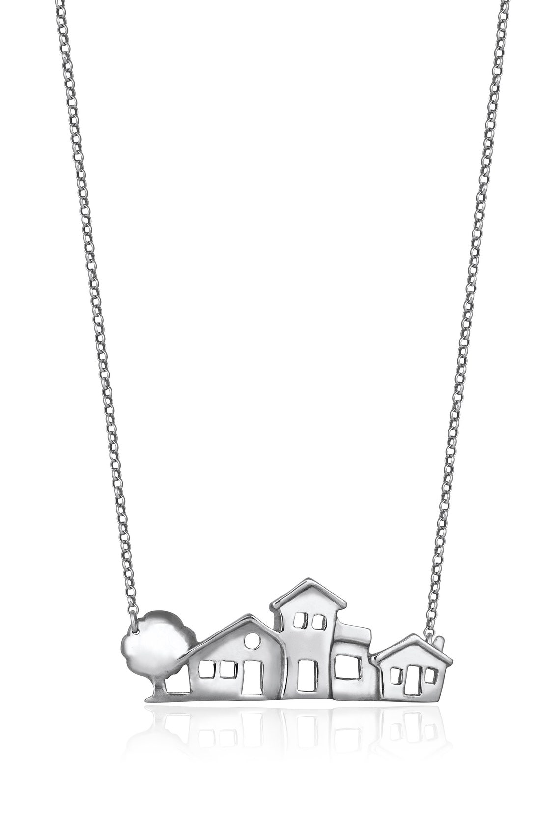 Sterling Silver House Necklace Silver House Pendant House Etsy