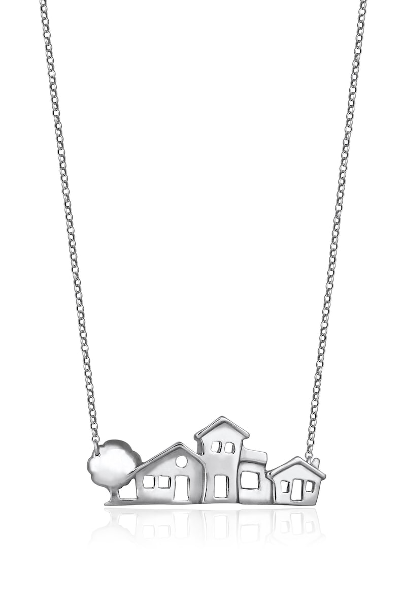Sterling Silver House Necklace Silver House Pendant House Etsy