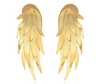 Gold Plated Wing Earrings, Angel Wing Earrings, Gift For Wing Lovers, Wing Jewelry ,Silver Wing Earrings, Angel Wings, Gothic Wing Earrings