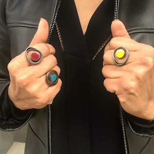 Colorful Silver Ring, Contemporary Colored Silver Ring, Silver Yellow Ring, Yellow Ring, Contemporary Jewelry, Enameled Yellow Ring,