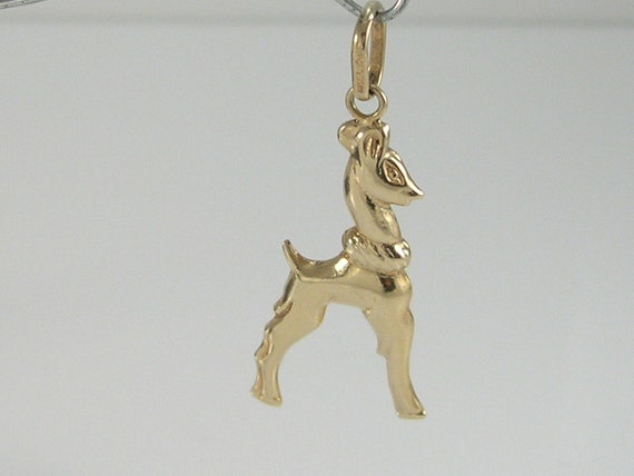 Vintage 3D 9ct Gold Bambi Deer Charm Pendant - image 4
