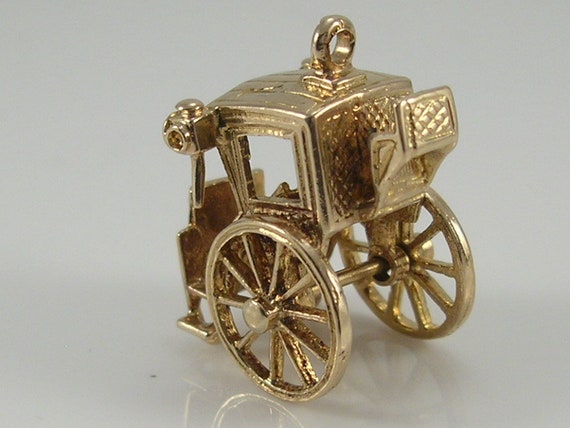 Vintage 3D 9ct Gold Hansom Carriage Charm H/MK 19… - image 2