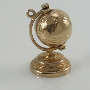 Vintage 3D 9ct Gold World Globe Map Travel Charm Pendant 6g  H/MK 1963