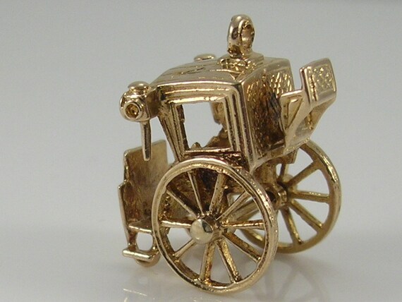 Vintage 3D 9ct Gold Hansom Carriage Charm H/MK 19… - image 6