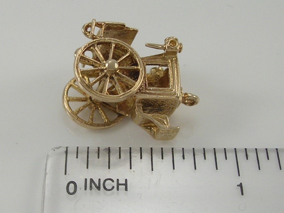 Vintage 3D 9ct Gold Hansom Carriage Charm H/MK 19… - image 7
