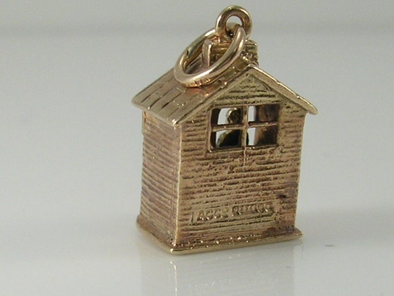 Vintage 3D 9ct Gold Movable Weather House Charm H… - image 3