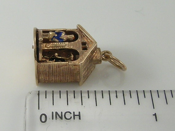 Vintage 3D 9ct Gold Movable Weather House Charm H… - image 8