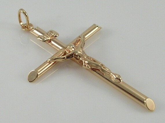 Vintage Larger Size Unoaerre 9ct Gold Crucifix Cross Pendant Etsy