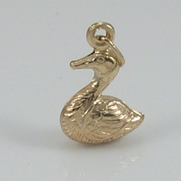 Vintage 3D 9 Karat Gold Schwan Charm Anhänger