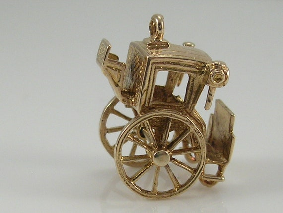 Vintage 3D 9ct Gold Hansom Carriage Charm H/MK 19… - image 1