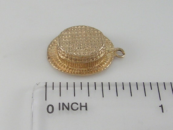 Vintage 3D 9ct Gold Straw Boater Hat Charm H/MK 1… - image 6
