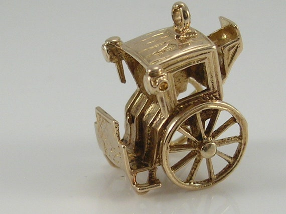 Vintage 3D 9ct Gold Hansom Carriage Charm H/MK 19… - image 3
