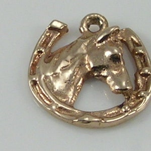 Vintage 3D 9ct Gold Lucky Horseshoe Horse Head Charm   H/MK 1976