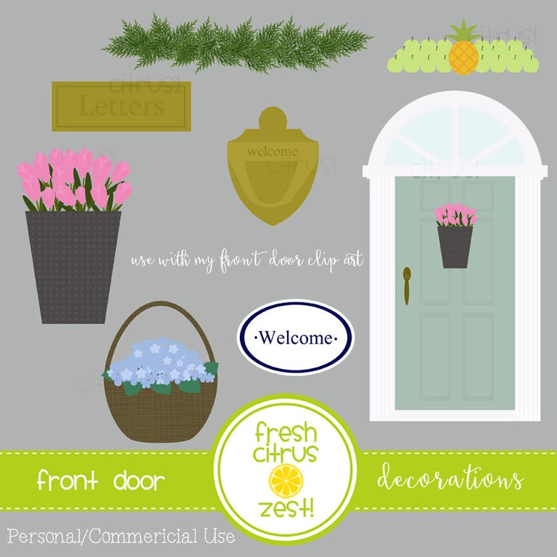 Front Door Decorations Clip Door Knocker Mail Slot Tulips Etsy