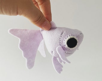 Felt fish, hanging ornament, home decoration, lilac color, pastel color.