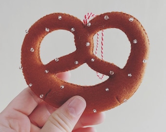 Handmade Felt Pretzel Ornament | Christmas Tree Decoration, Felt Food