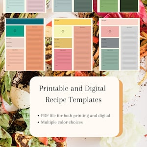Digital and Printable Recipe Templates