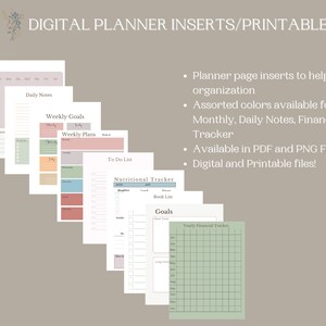 Digital and Printable Planner Inserts in Warm Colors