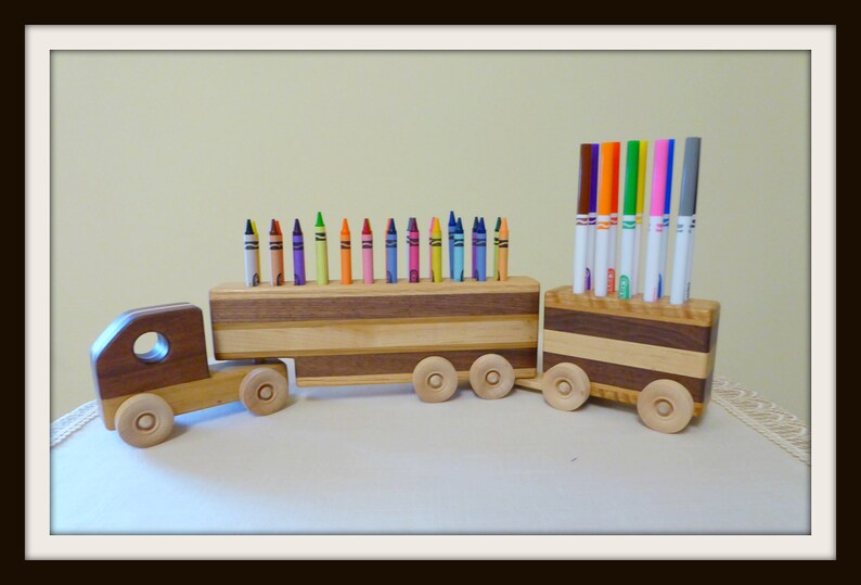 Wood Crayon and Marker Toy Truck/Wooden Crayon Box/desk Etsy