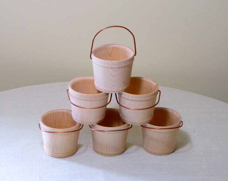 Set of 2 Large Wood Buckets/Hobby or Craft Projects/2 inch Etsy
