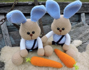 Amigurumi Crochet Pattern-The Bunny Boy With Carrot, Crochet Rabbit, E-Book, Crochet Bunny Tutorial