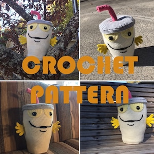 PATTERN - ATHF Large Master Shake Amigurumi Plush - Aqua Teen Hunger Force Inspired - Easy Beginner Crochet Plushie Pattern