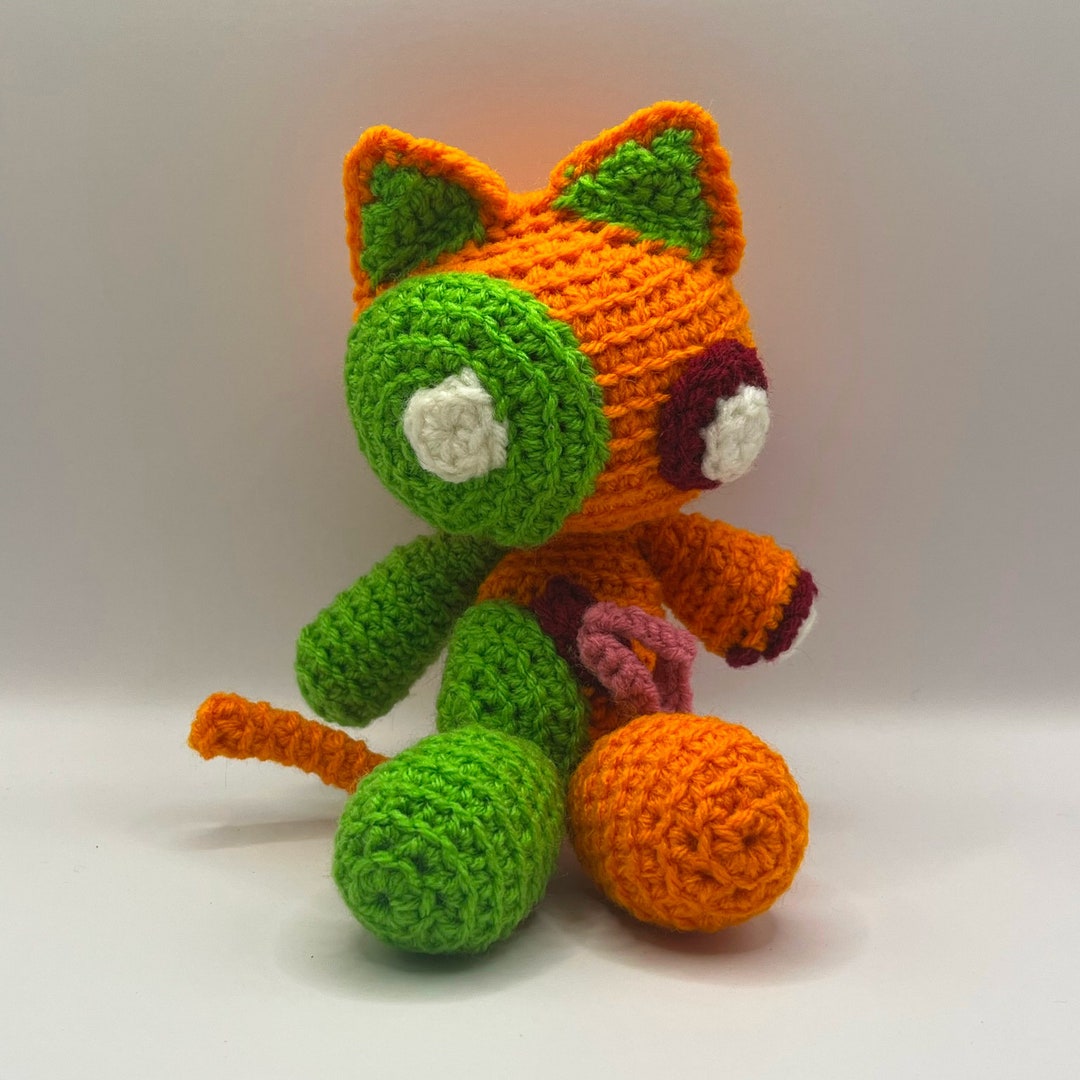Green Zombie Rabbit CLEARANCE Chibi Zombie Cat Plush Neon Green on Orange Handmade ...