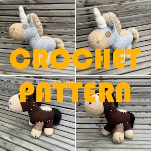 PATTERN - Patchwork Roach the Horse and Yennefer's Unicorn Crochet Amigurumi - Witcher and Gwent Card Game Inspired Crochet Plush Stuffy DIY