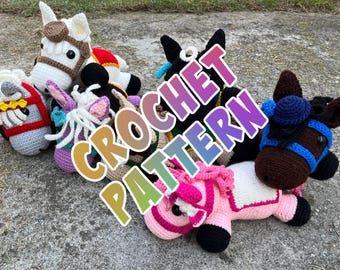 PATROON Patroon gehaakt paard: op mooie derby geïnspireerde amigurumi-knuffel (pdf-patroon) Knuffel