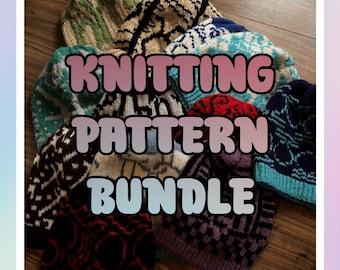 12 PATTERN BUNDLE | Hat Knitting Colorwork Patterns Charts | Beginner Friendly | Astrology Horoscope Symbol Colorwork Chart Grids | Gift DIY
