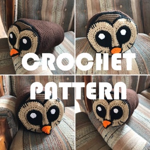 PATTERN - Crochet Tube Owl Pillow Sham for 16" Cylinder Pillow - Inspired by Hooty from The Owl House - How To Pattern Instructions