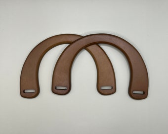 1 paio di manici per borse in legno marrone a forma di U per borse, materiale di fornitura per la produzione di borse in legno, sostituzione artigianale fai-da-te, accessorio per borse a mano