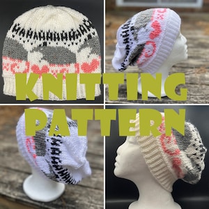 PATTERN - Screaming Opossum Fair Isle Knit Hat - Yelling American Wildlife DIY Possum Colorwork Knitting Pattern Trash Cat Garbage