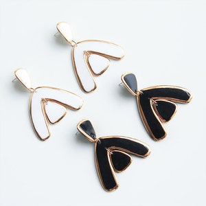 Black bold earrings Art Noveau / Dark jewelry earrings / Unique statement earrings image 6