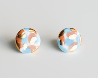 Playful earrings - hypoallergenic, Round abstract earrings, Colorful circle earrings