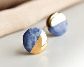 Pastel Marble Button Earrings Minimalist Solid Large Casual Funky Round Studs Chic Everyday Jewellery Christmas Gift Mother Sister