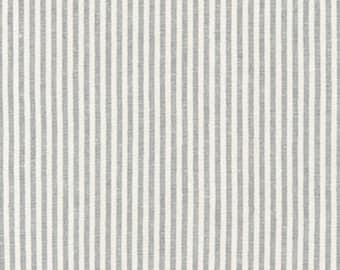 Essex Yarn Dyed Classic Wovens in STEEL SRK-17587-185 - Robert Kaufman Fabric - Striped Linen Cotton Blend Fabric By The Yard or Half Yard