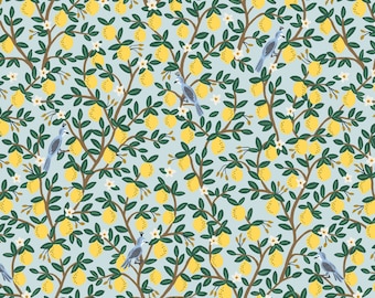 NEW Rifle Paper Company Camont Collection Lemon In Mint Metallic Fabric For Cotton and Steel - 100% Cotton Fabric By The Yard