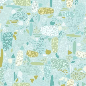 Girl&#39;s Club Pebbles In Aqua - Cotton and Steel PK105-AQ1 - 100% Cotton Fabric By The Yard
