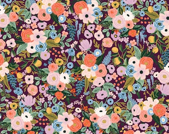 Rifle Paper Company RP104-BU9 Petite Garden Party in Burgundy Fabric Cotton and Steel - 100% Cotton Fabric By The Yard