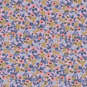 Rifle Paper Company Menagerie Rosa In Violet Metallic Fabric - Cotton and Steel 100% Cotton Fabric By The Yard