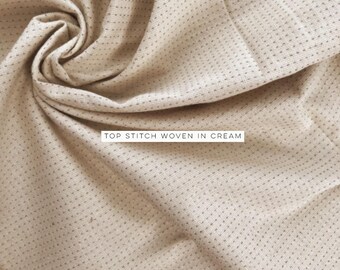 Top Stitch Woven Collection in Cream By Diamond Textiles Fabric By The Yard