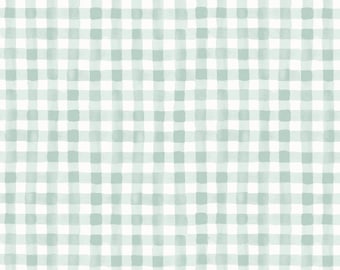 Rifle Paper Company RP208-MI3 Meadow Painted Gingham in Mint Green Fabric - 100% Cotton Fabric By The Yard