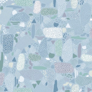 Girl's Club Pebbles In Blue Sky - Cotton and Steel PK105-BL4 - 100% Cotton Fabric By The Yard