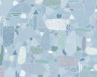 Girl's Club Pebbles In Blue Sky - Cotton and Steel PK105-BL4 - 100% Cotton Fabric By The Yard