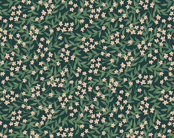 NEW Rifle Paper Company Bramble Collection Daphne in Hunter Green Metallic Fabric For Cotton and Steel - 100% Cotton Fabric By The Yard