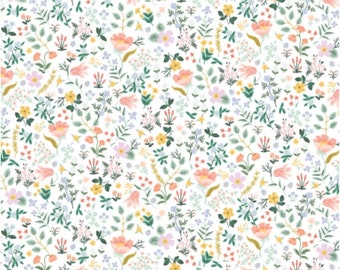 Rifle Paper Company Curio Collection Bramble Fields in White Fabric For Cotton and Steel - 100% Cotton Fabric By The Yard