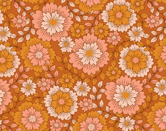 Groovy Boho Out Of Sight in Marmalade Fabric Cotton and Steel Fabric 100% Cotton Fabric By The Yard