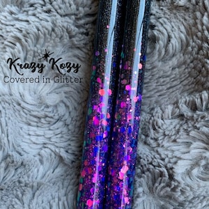 NIGHT OUT- Purple Pink Blue Color Shift Chunky Glitter With Black Epoxy Pen Personalized Unique Gift Inkjoy Gel Pen Resin Multiple Ink Color